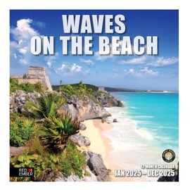 RED EMBER Waves on the Beach 2025 Wall Calendar 12 Month | 12" x 24" Open | Thick & Sturdy Paper | Giftable | Calendar 2025