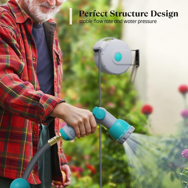 Gilbest Retractable Garden Hose Reel,1/2 in x 100 ft Wall