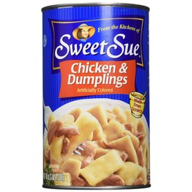 Sweet Sue Chicken & Dumplings – Scratch Made Canned Chicken Dumplings, 14 Grams of Protein Per Serving - Food Service Size for Cafeteria, Bulk Pantry - 48 oz Can (Pack of 1)