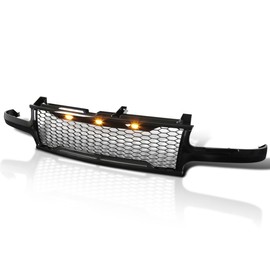 Spec-D Tuning Glossy Black Mesh Grille w/LED Lamps Compatible with 1999-2002 Chevy Silverado 1500