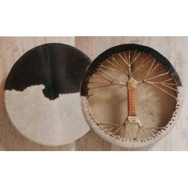 Shaman Drum Made of Goat Skin with Hair - Viking Leather Style - Melodic Rituals, Cultural Artistry, Musical Gift Idea - Gifts for Christmas (20 inch)