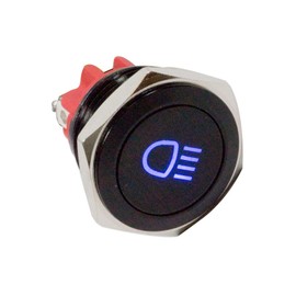 Alpinetech PLB16MS 16mm 5/8" 12V LED Metal Signal Indicator Pilot Dash Light (High Beam Indicator)