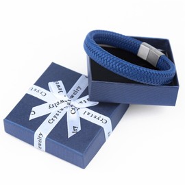 Mochity Men's Leather Bracelet, 21 cm Bracelets, Black Brown Blue Green Red White Leather Bracelet for Men, Father's Day Gift for Dad, Jewellery Men Dad Gift, Stainless Steel, Stainless Steel