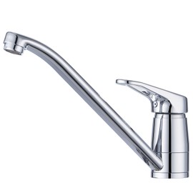 Kelleria Kitchen Tap 360° Rotatable, High Pressure Kitchen Tap with Ceramic Cartridge, Single Lever Mixer Tap for Sink, Easy Assembly and 50 cm Hot/Cold Hose, Chrome