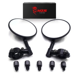 MZS Motorcycle Handlebar Mirrors, Foldable Bar End Mirror M8 Thread with 7/8 Handlebars Mount Fit for Motorbike Street Dirt Electric Bike E-bike Adventure Scooter ATV Quad