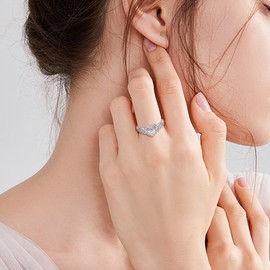 HUKKUN Miscarriage Ring Sterling Silver Miscarriage Rings Created Opal Angel Wings Ring Mommy of An Angel Jewelry Gifts for Women