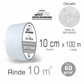 ARAGONMX, Membrana impermeabilizante, Poliéster, Para techos y superficies, Asfáltico y acrílico, Malla de refuerzo, Fácil manejo, Resistente a intemperie y rayos UV, Durabilidad, 60 g/m²