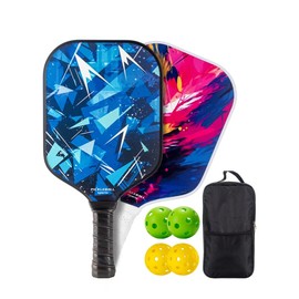 Toplive 2 Pack Fiberglass Pickleball Racket, Lightweight 2 Indoor Balls and 2 Outdoor Balls, 1 Pickleball Bag, Gift for Men and Women, Beginners