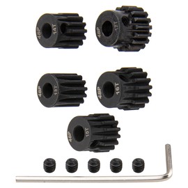 5Pack Steel 48P 3.175mm Pinion Gear Sets 13T 14T 15T 16T 17T fit 3.175mm (1/8-Inch) Shaft Compatible with Arrma HPI Kyosho Losi Axial Traxxas Tamiya Associated 1/10 RC Car