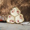 fanquare 3 Compartment Platter, Gold Porcelain Appetizer Serving Tray, Floral
