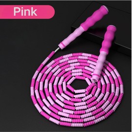 Soft Beaded Jump Rope for Kids Women, Tangle-Free Skipping Rope, Adjustable Jumprope, Workout Jump Rope (Pink)
