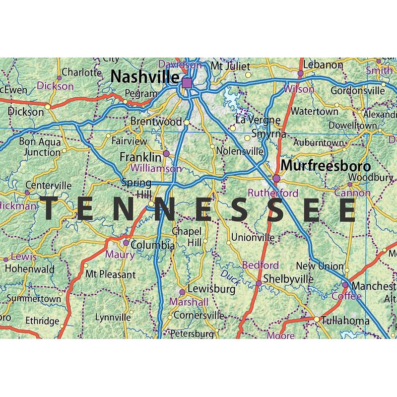 Tennessee State Map - 16.5 x 58.1 Inches - Paper