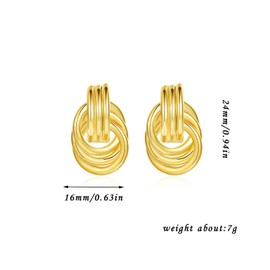 ALRNBY Chunky Gold Knot Earrings for Women 14K Gold Stud Earrings Trendy 14k Gold Dangle Earrings