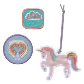 LÄSSIG Pendant and patches set (3 pieces) with press stud, school patches set, Unicorn Glitter, Patches and tags for backpacks and school bags