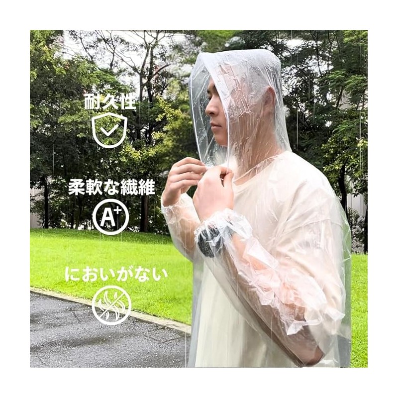 FTXJEHG Disposable Clear Rain Poncho, Pack of 10, One Size