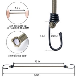 Aegero 18inch Bungee Cords with Hooks,6Pcs Heavy Duty Extra Strong Outdoor Elastic Rope,Multi-Purpose Elastic Bungee Straps for Luggage,Camping,Tarps,Bike Rack,Outdoor Tent,Weatherproof（Black）