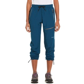 BALEAF Women's 29'' Hiking Cargo Pants Outdoor Lightweight Capris Water Resistant UPF 50 Zipper Pockets Navy Blue Size XS