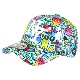 Hip Hop Honour NY Turquoise and White Streetwear Design Baseball Lisky Cap - Unisex, Green, Unit size