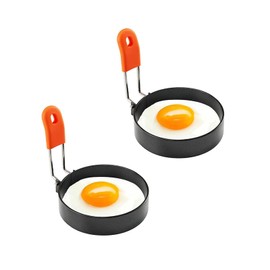 Egg Ring, Round Egg Rings, 2pcs Stainless Steel Egg Rings, Round Egg Rings Non Stick Stainless Handle Fried and Poached Egg and Nonstick Pancake Cooking Rings Egg Egg Moulds for Fried Eggs