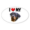 CafePress I Love My Rottweiler 2 Oval Car Bumper Sticker