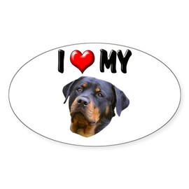 CafePress I Love My Rottweiler 2 Oval Car Bumper Sticker