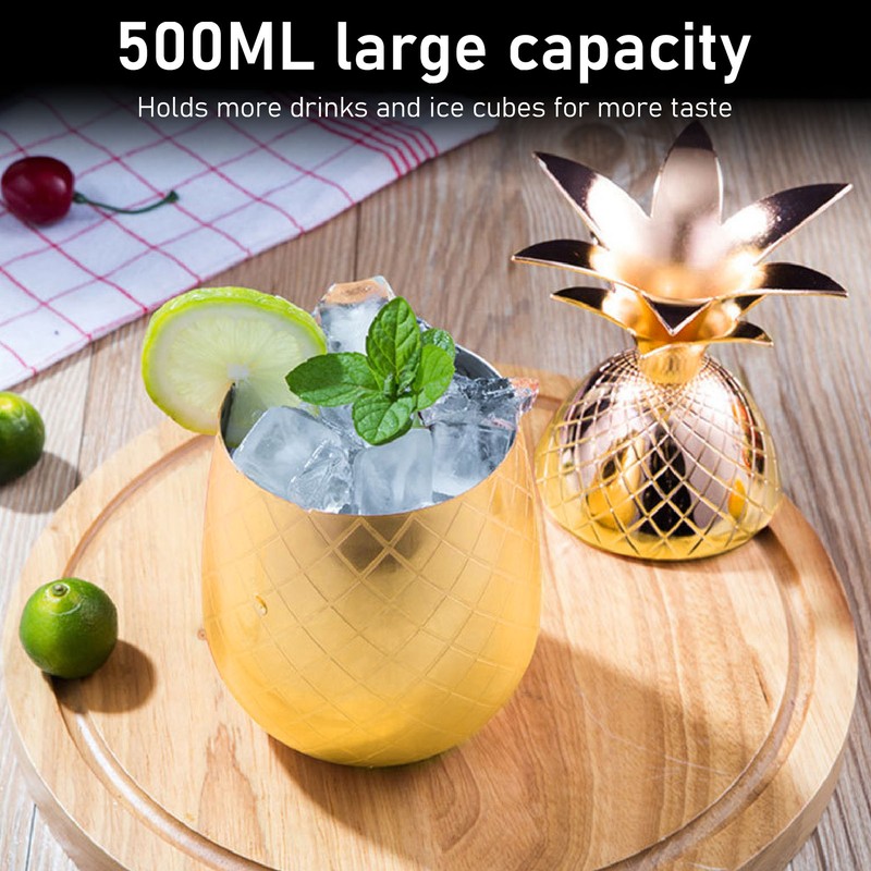 Cocktail Shaker Pineapple Shape Stainless Steel Polished Smooth Surface 500ml