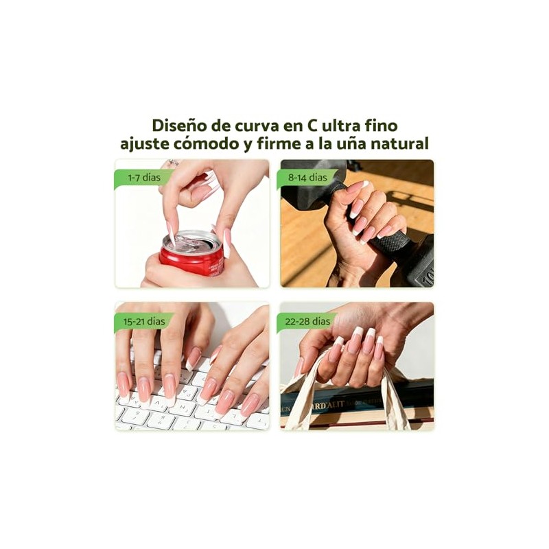 Cherimoya 240Pzs Tips para Uñas Soft Gel, 10 Tamaños, Uñas
