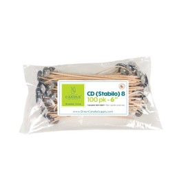 Direct Candle Supply Candle Wicks for Candle Making | 6 inch Stabilo CD 8 Wicks | 100pcs of Cotton Wicks for Candles and Candle Making Supplies