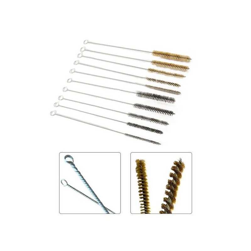 10PCS 청소 브러쉬 스테인레스 스틸 황동 파이프 실린더 와이어 브러시