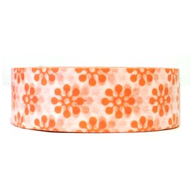 Wrapables Colorful Patterns Washi Masking Tape, Orange Orbit Flowers