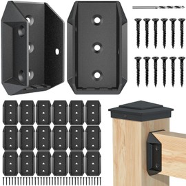 Toscoco 20 Pcs ADC-12 Deck Railing Bracket Connectors for 2x4 (Actual 1.5"x3.5") Rail to Wood Post Connection, Ultra-Durable Aluminum Railing Connectors with 120 pcs Deck Screws