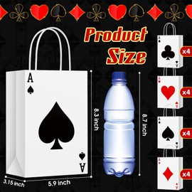 Trandraft 16 Pcs Casino Party Favor Gift Bags with Handles Casino Theme Party Supplies 8.3 x 5.9 x 3.2 Poker Goody Treat Paper Bags for Casino Birthday Party Decor (Classic)