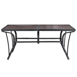 Patio Festival 63 in. Long Metal Outdoor Dining Black Brown Table for up to 8