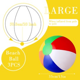 Abeillo Inflatable Water Balls, Pack of 3 Inflatable Water Balls, Diameter 33 cm, Inflatable Beach Balls, Swimming Ball, Water Ball for Beach Balls, Pool Party - Children and Adults (13 Inches)