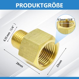 2 Stück Gasanschluss Adapter 3/8 Zoll Innengewinde x 1/4 Zoll Außengewinde aus Messing für Gasflasche Adapter Gasschlauch Verbinder und LPG Gas schnellkupplung