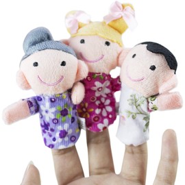 Super Z Outlet Mini Grandparents, Mom & Dad, Brother & Sister Family Style Finger Puppets for Children, Shows, Playtime, Schools - 6 Piece