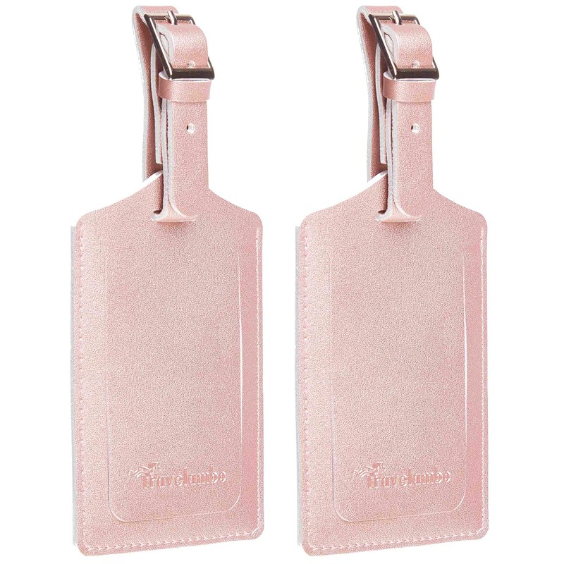 4 Pack Leather Luggage Travel Bag Tags by Travelambo (Rose