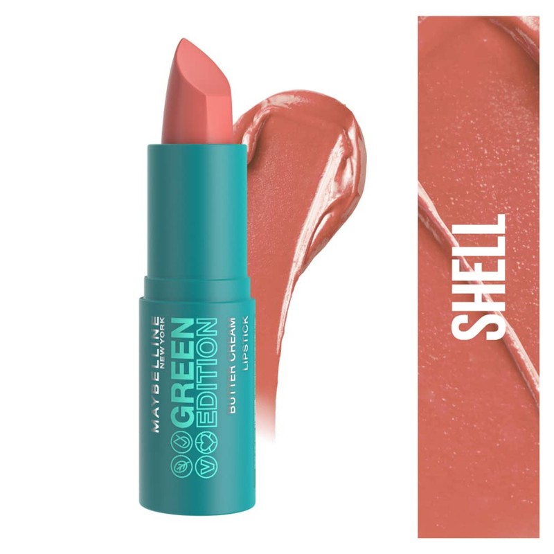 Maybelline New York Green Edition Buttercream Lipstick 013 Shell, 3.4