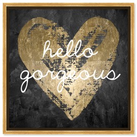 The Oliver Gal Artist Co. Typography Framed Wall Art Canvas Prints 'Gorgeous Salute' Beauty Quotes and Sayings Home Décor, 16 in x 16 in, Gold, Black