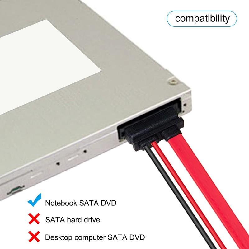 DKARDU 2 Pack Slimline SATA Female, 13 Pin 7 Pin