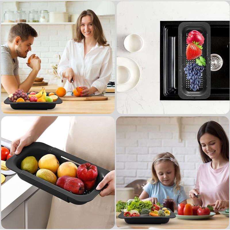 Techextra Fridge Organiser Set Sink Strainer Basket Drain Strainer for
