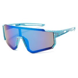 TOFBS Children's Sports Sunglasses, Premium Polarised Sunglasses, UV400 Protection, Cycling Glasses, Sunglasses for Riding, Outdoor Activities (Blue)