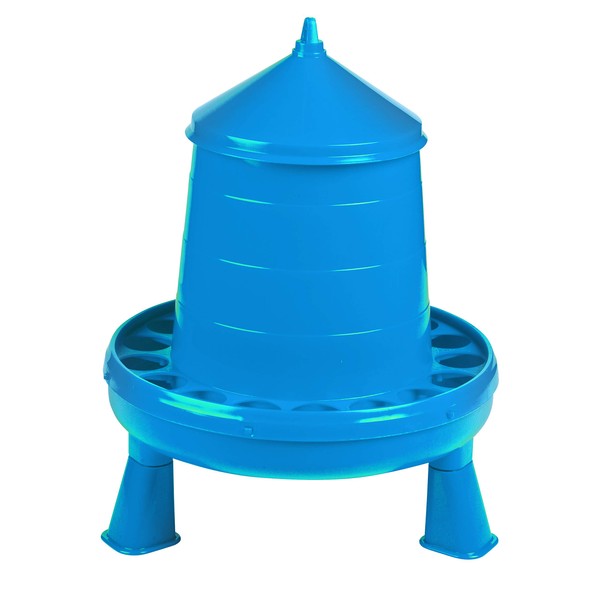 Poultry Feeder with Legs (Blue) - Durable Feeding Container with