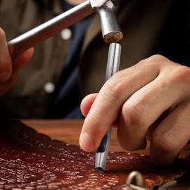 Zicojia 6 Sizes Oval Hole Punch for Leather 6mm-10mm Hollow Leather Crafting Hand Punching Tool Kit for Leather Crafting