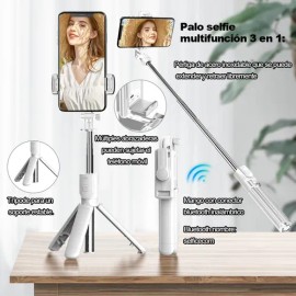 Palo Selfie Mando Con Control Remoto Y Trípode Bluetooth