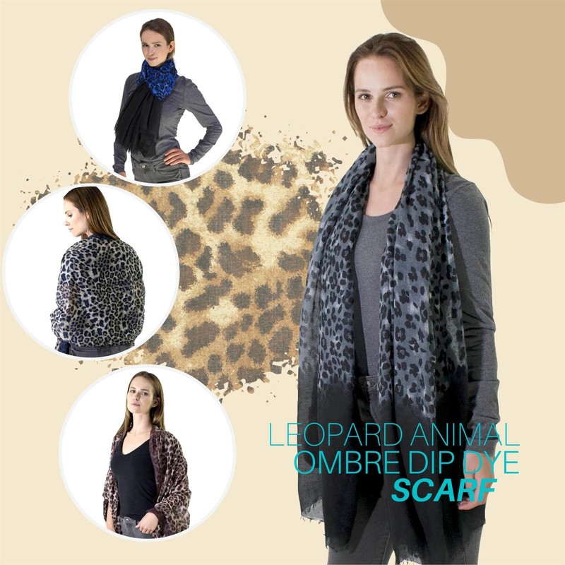 Basic Sense Luxurious Two Tone Leopard Print Reversible Long Scarf