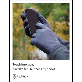 AKAROA ESTD 2019 TIM Men's Leather Gloves, Touchscreen Function, Italian Leather, Recycled Knitted Lining Made of 50% Cashmere and 50% Wool, 5 Sizes S - XXL, Tim Navy