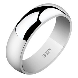 Meixao Unisex Solid 925 Sterling Silver Highly Polished Wedding Ring 6mm Band In Sizes J-Z (S)