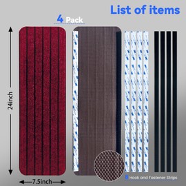 JILIEASE RV Step Covers - 4 Pack 24"x7.5" Durable Carpet Stair Covers for Camper, Mobile Home, and RV Steps, Non-Slip Red Stair Mats for Outdoor Use(Red, 24"x7.5")