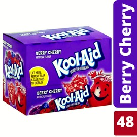 Kool-Aid Unsweetened Drink Mix, Berry Cherry, Caffeine-free, Individually Wrapped, 0.17 OZ, Pack of 48